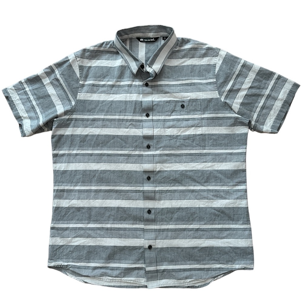 Travis Mathew Men’s Size XL‎ Short Sleeve Button Up Gray/Dark Gray Golf Apparel